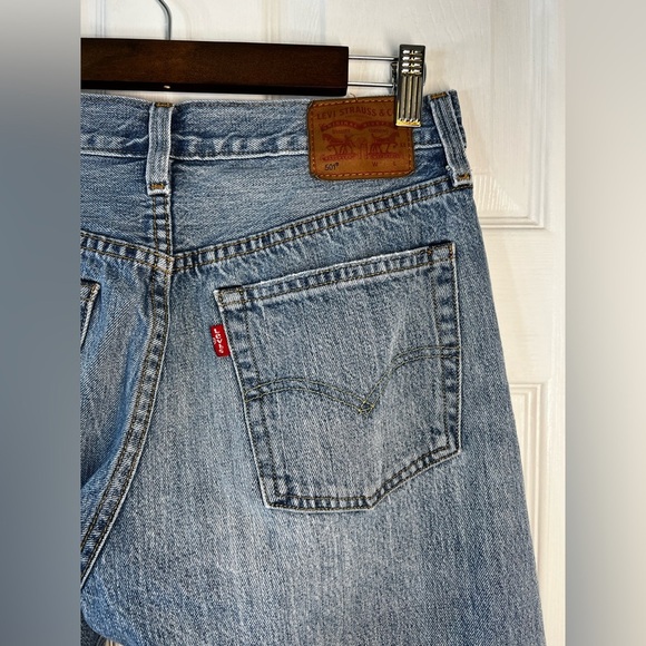 Levi's 501 Straight Leg Button Fly Jeans Patchwork Raw Size 27 - Picture 3 of 9